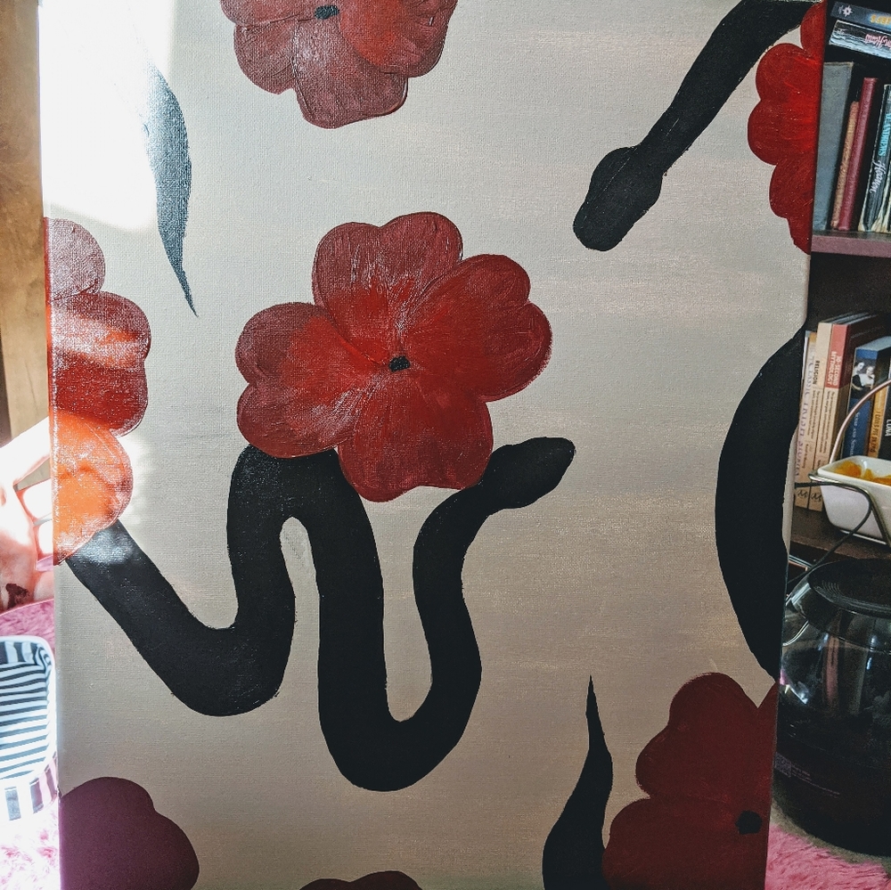 Snakes and Flowers on large canvas 🐍